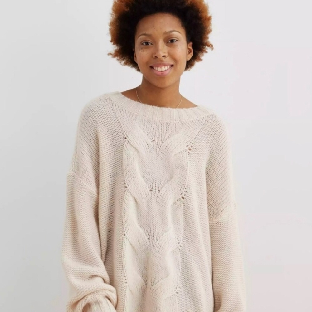 aerie cable knit oversized sweater
